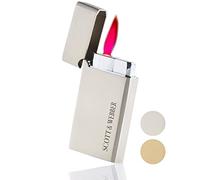 Scott & Webber - Mechero Jet Flame Gas Storm - Encendedor metálico Recargable Ajustable hasta 1300°C - Incluye Caja metálica (Plata Square)