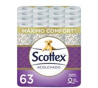 Scottex Acolchado Papel Higiénico 63 rollos con 3 capas de confort y suavidad