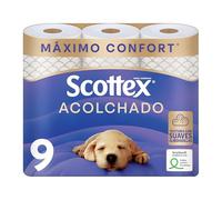 Scottex Acolchado Papel Higiénico, 9 rollos