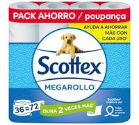 Scottex Megarollo Papel Higiénico, 1 megarollo equivale a 2 rollos estándar, total 36 rollos (Equivale a 72 rollos originales)