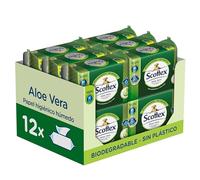 Scottex Papel Higiénico Húmedo con Aloe Vera y Prebióticos, Biodegradable y Sin Plástico, Caja 12 Packs de 66 Servicios, Total 792 Toallitas Húmedas Desechables por WC