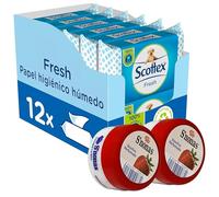 Scottex Papel Higiénico Húmedo Fresh (12 paquetes x 128 servicios) + Vaselina Snonas Fresa (2 unidades)