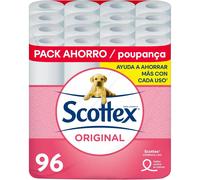 Scottex Papel Higiénico Original 96 Rollos (6 x 16) - Pack Familiar Suave y Resistente