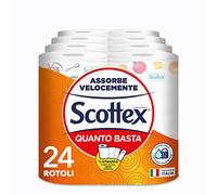 Scottex Quanto Basta, papel de cocina, opción medio rasgón, ultra absorbente, papel certificado FSC, 24 maxi rollos