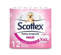 Scottex Scottex - Papel higiénico original Gigante, 12 rollos de 500 tiras - 125 g