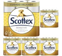 Scottex Sensitive Papel Higiénico Seco 6 rollos (Paquete de 5)