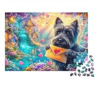 Scottie Dog sostiene una Carta de Amor en Fairyland Puzzle De 1000 Piezas Perro Lindo, Excelente Juego para Adultos Y Niños 52x38cm/1000pcs