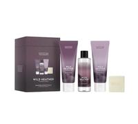 Scottish Fine Soaps Wild Heather Pamper Essentials - Juego de jabón corporal, crema corporal, remojo de baño y barra de limpieza