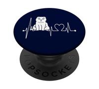 Scottish Fold Cat Heartbeat ECG Funny Cats & Kitten Lovers PopSockets PopGrip Adhesivo