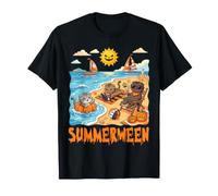 Scottish Fold Cat Spooky Summerween Vacaciones Tropical Beach Camiseta