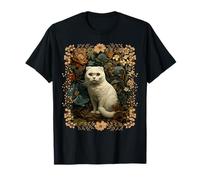 Scottish Fold White Cat en un Vintage Cottage Garden Camiseta