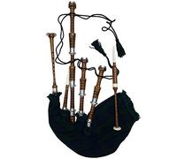 Scottish Great Highland Bagpipe Silver Mounts Reloj negro con acabado natural de palisandro con lengüetas de libro de tutor/drone