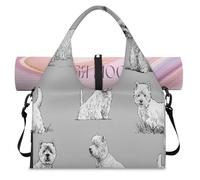 Scottish Terrier - Bolsa deportiva de lona para mujeres, hombres, perros, cachorros, fin de semana, con compartimento para zapatos, bolsa de hombro para equipaje para yoga, gimnasio, viajes, color, L,