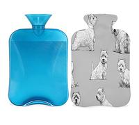 Scottish Terrier Botella de agua caliente para perros con funda esponjosa, bolsa de agua caliente de gran capacidad de 2 litros, bolsa de agua para perros para cachorros para noches acogedoras,