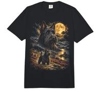 Scottish Terrier Luna Llena Lago de Las Tierras Altas Arte Escénico RETR Comfort Colors Adult Heavyweight T-Shirt