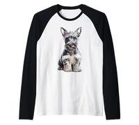 Scottish Terrier Puppy Sketch Dibujo Arte Perro Amante Camiseta Manga Raglan