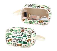 Scout - Bolsa de maquillaje transparente de piel sintética, bolsa de cosméticos con cremallera de PVC para regalo de vida, One Scout Pu, No