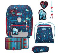 Scout Genius Exklusiv LED - Mochila escolar Set 4tlg. (White Unicorn)