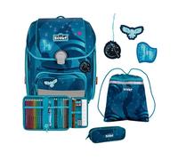 Scout Juego de mochilas escolares LED Genius 4pcs. azul petróleo