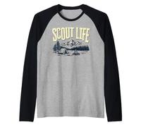 Scout Life Camping Retro Scouting Graphic Camiseta Manga Raglan