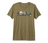 Scout Life Vintage Train & Nature Locomotive Graphic Camiseta Premium