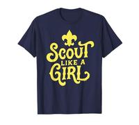 Scout Like A Girl Fleur De lis BSA Cub Scouts Typography Camiseta