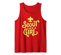 Scout Like A Girl Fleur De lis BSA Cub Scouts Typography Camiseta sin Mangas