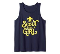 Scout Like A Girl Fleur De lis BSA Cub Scouts Typography Camiseta sin Mangas