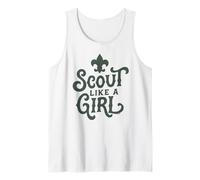 Scout Like A Girl Fleur De lis BSA Cub Scouts Typography Camiseta sin Mangas