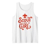 Scout Like A Girl Fleur De lis BSA Cub Scouts Typography Camiseta sin Mangas