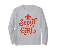 Scout Like A Girl Fleur De lis BSA Cub Scouts Typography Manga Larga