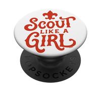 Scout Like A Girl Fleur De lis BSA Cub Scouts Typography PopSockets PopGrip Adhesivo