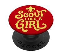 Scout Like A Girl Fleur De lis BSA Cub Scouts Typography PopSockets PopGrip Adhesivo
