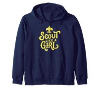 Scout Like A Girl Fleur De lis BSA Cub Scouts Typography Sudadera con Capucha