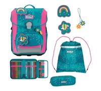 SCOUT mochila escolar Basic Neo Set 4 -piezas Happy Confetti azul petróleo