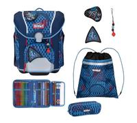 SCOUT mochila escolar Safety Light Micro Set 4 -piezas Space Explorer azul