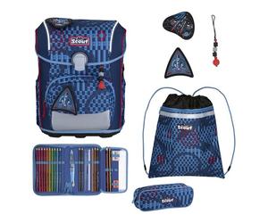 Scout Neo Exklusiv Safety Light Juego de mochilas escolares 5 piezas azul