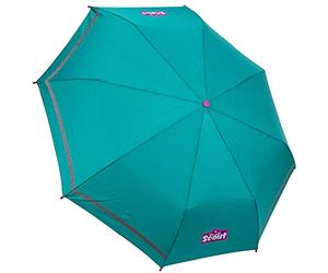 Scout Paraguas infantil de bolsillo, paraguas escolar con bandas reflectantes extra ligero (verde)