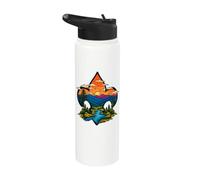 Scouting Artistic Fleur De Lis Mountains Outdoor Art Stainless Steel Insulated Water Bottle