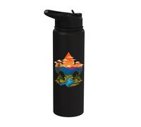 Scouting Artistic Fleur De Lis Mountains Outdoor Art Stainless Steel Insulated Water Bottle