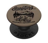 Scouting Inspires Adventure Canoe Outdoors Retro Scouts PopSockets PopGrip Adhesivo