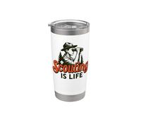 Scouting is Life Vintage Scouts BSA Binoculars Illustration Vaso térmico de acero inoxidable de doble pared