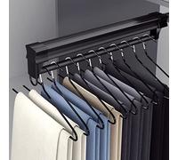 Scpantkend Clothes Hanging Rod Laundry Room for Wardrobe,Telescopic Closet Rod with Metal Base,Pull out Coat Rack Adjustable 26-61cm Space Saving,Black(56cm/22inch)