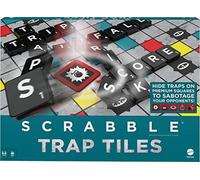 SCRABBLE Games Scrabble Trap Tiles Juego de Mesa Familiar con trampas, trampas, gatillo, bastidores, Bolsas de Azulejos, Regalo para Adolescentes Adultos o Familiares a Partir de 10 años