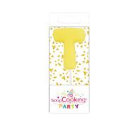 SCRAP COOKING 0579 Mini Vela T Amarillo para Pastel de Cumpleaños de Parafina H3,5 cm