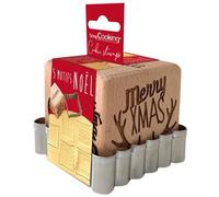 SCRAP COOKING 5138 - Sello para repostería de madera con motivos navideños, con 1 cortador, cortador de galletas y cubos Xmas con 5 caras grabadas en relief-molde decoración, plata