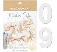 Scrap Cooking - Kit Moldes Number Cake - Números 0 a 9 - Altura 28 cm/11 pulgadas - Plantillas Accesorios Pastelería - Pasteles en Forma de Números Postre Cumpleaños - Con Recetas - 3927