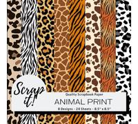Scrap It! Animal Print Scrapbook Paper Pad - Multicoloured - 8.5" x 8.5" - 8 Designs - 24 Pages: Versatile craft paper perfect for Scrap Books and more!