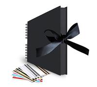 Scrapbook Album, 80 DIY Pages Photo Collection by LUNIQI, Black Paper for Anniversary, Wedding, Birthday, Valentines Day,Travel Graduation Gifts(40 Sheets, 80 Pages) with 6 Corner Stickers