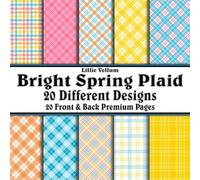 Scrapbook Paper - 20 Front and Back Premium Color Pages: Bright Spring Plaid Patterns - Colorful Pink Green Blue Orange Yellow Purple - 8.5"x8.5"